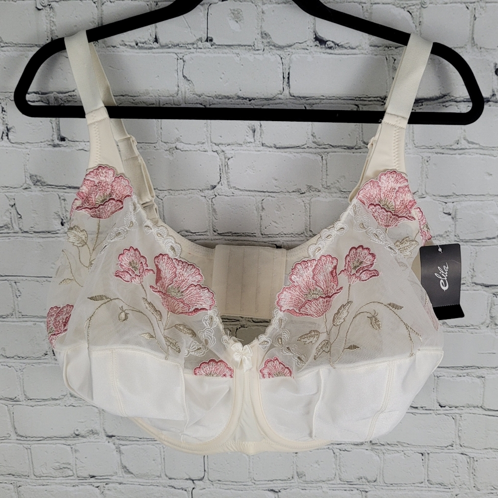 ELILA | floral embroidered antique white bra 40K